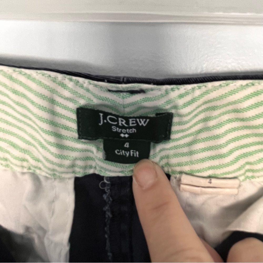 NAVY J CREW DISTRESSED BERMUDA SHORTS - Picture 7 of 7